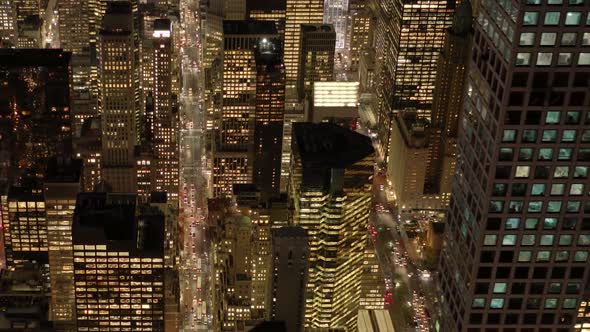 Aerial Shot of New York City Skyline Buildings