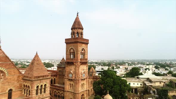 Aerial view of Indian Palace, A landscape view of prayg fort, a UNESCO world heritage site, Gujarat,