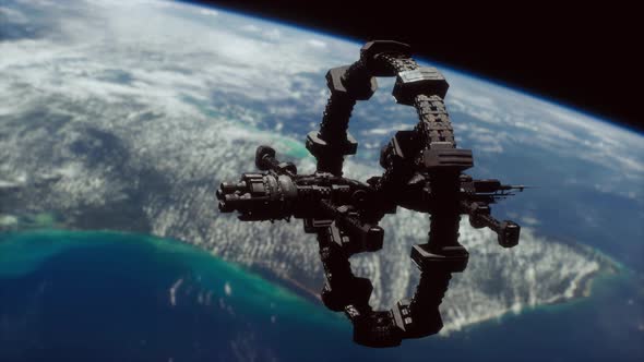 Space Satellite Orbiting the Earth Elements of This Image Furnished By NASA alt