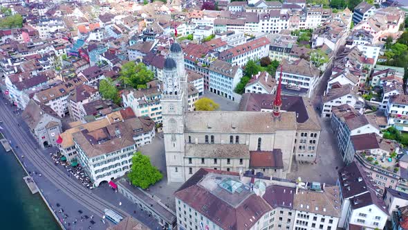 Zurich Grossmunster cathedral -Top View