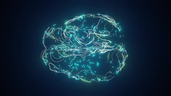 Hologram Brain Activity Visualization with Particles Top View