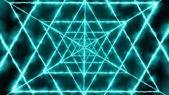 Amazing Cyan Color Fire Triangle Tunnel Animated Background