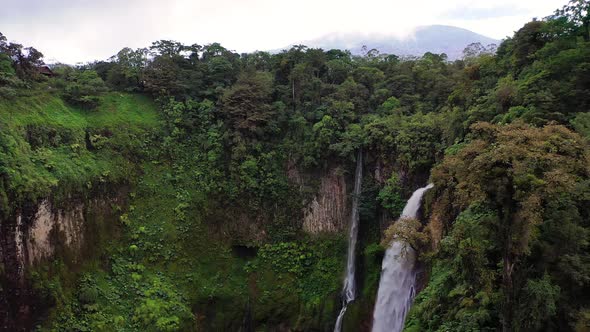 Flying Towards the Catarata Del Toro Waterfall in Costa Rica