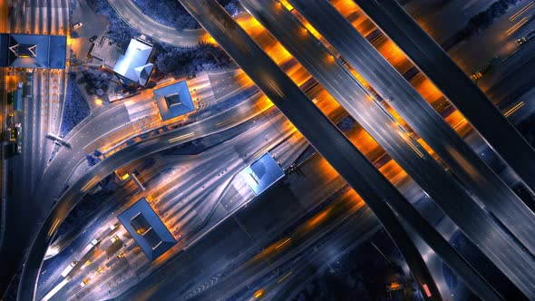 4K UHD : Hyperlapse or Dronelapse Top view of Highway road junctions