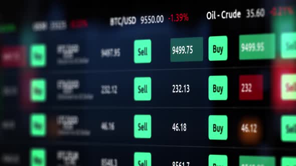 Stock Exchange Numbers. Stock Market Ticker Board with Prices. Change and Volume. Financial Indexes