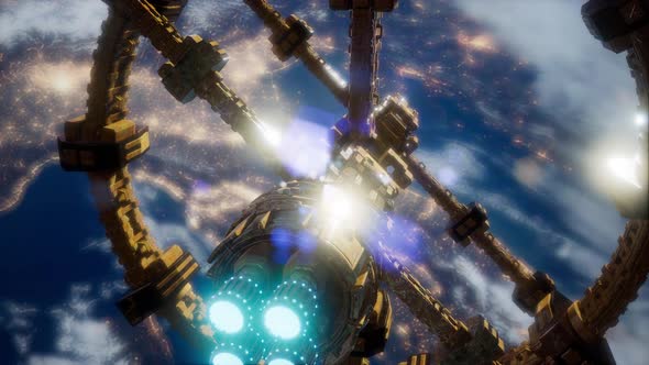 International Space Station in Outer Space Over the Planet Earth alt