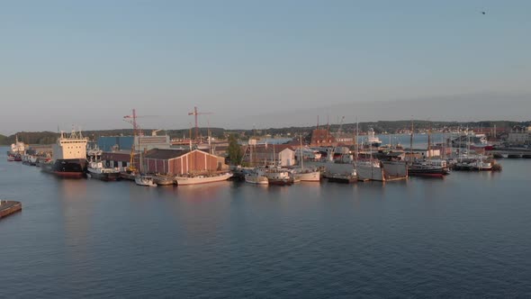 Drone footage of a marine in Svendborg, Denmark