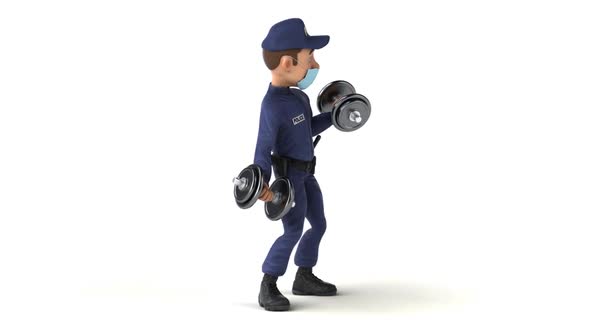 6 Police officers with weights and mask alt