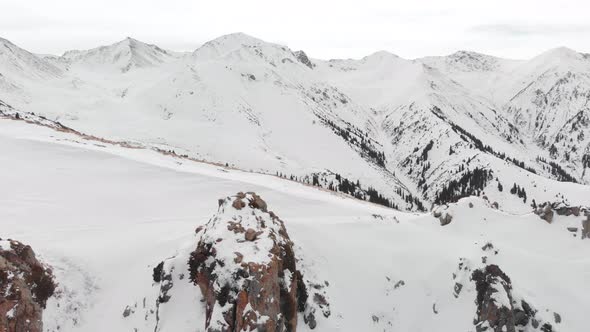 Aerial Landscape of Beautiful Winter Mountains