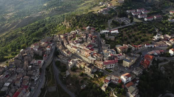 Aerial view of the Calabrian hills at sunset