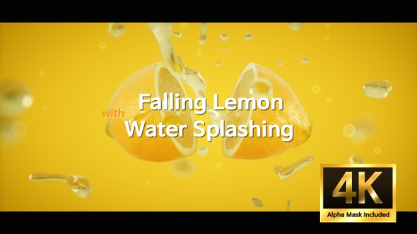 Falling Lemon With Water Splashing