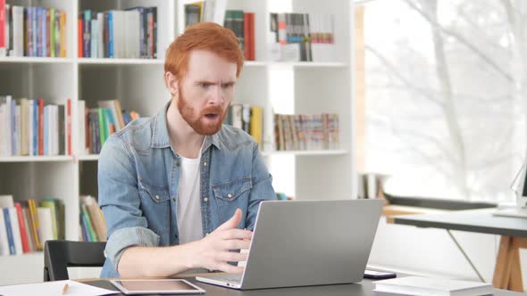 Loss Frustrated Casual Redhead Man Retarded By Failure