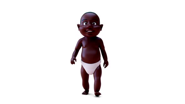 Fun 3D cartoon of an african baby