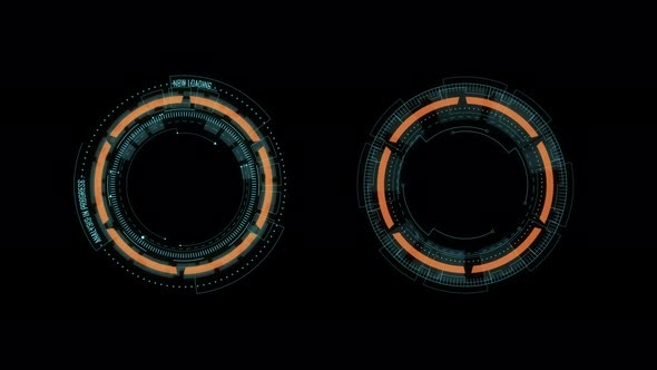 Blue circle rotation with HUD UI technology interface background alpha channel included alt