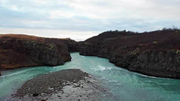 Drone Of Turquoise Water In River