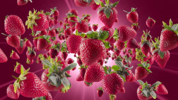 Burst of Strawberry in Deep Fuchsia Background