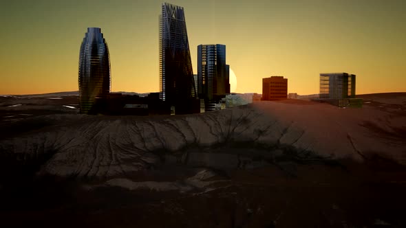 City Skyscrapes in Desert