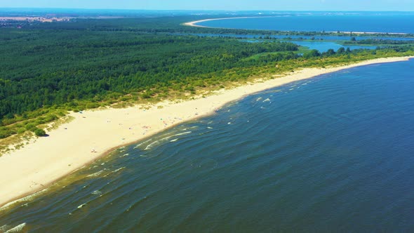 4K Aerial view top view dronee Beautiful topical beach with white sand. Top view empty and clean bea