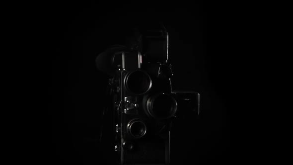 Antique video camera in dark room