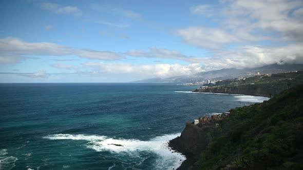 Scenic View of the Atlantic Ocean Waves and Rocky Shore  a View From Anaga Park