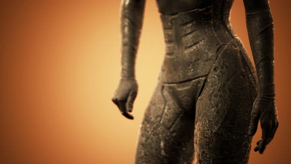 Futuristic Sci Fi Woman in Burned Suit alt