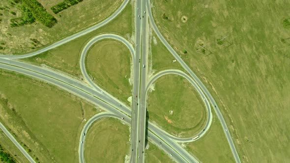 Video From a Bird's Eye View of a Highway Junction a Bird's Eye View of the Road