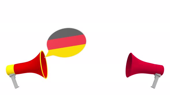 Speech Bubbles with Flags of Japan and Germany