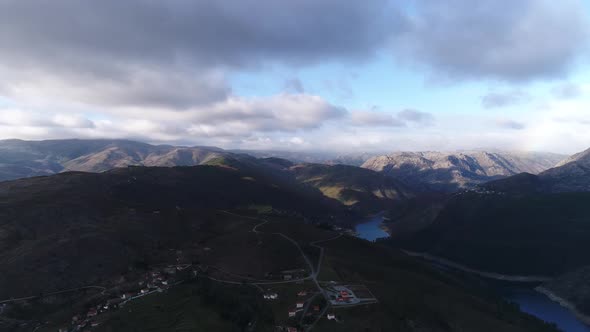 Flying Over River and Mountains