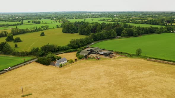 Aerialk view over Irish farmland