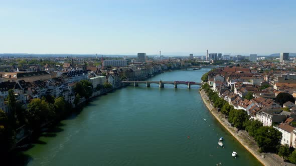 River Rhine in the City of Basel Switzerland  View From Above