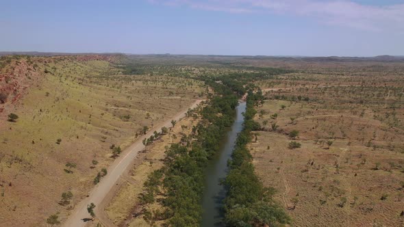 Sawpit Gorge Palm Springs, Halls Creek, Western Australia 4K Aerial Drone