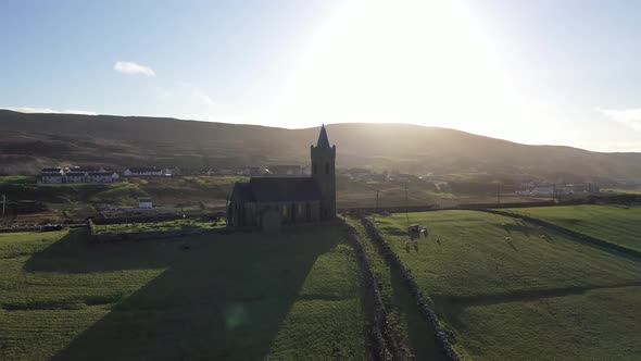 Aerial View of the Church of Ireland in Glencolumbkille  Republic of Ireland