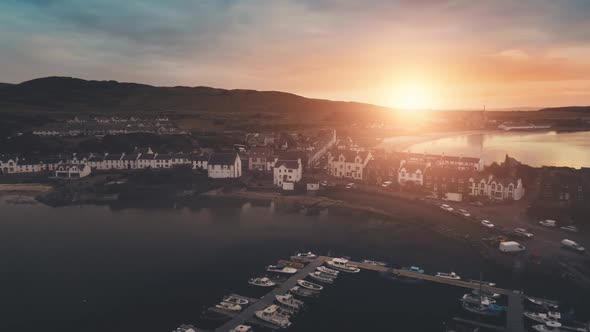 Aerial of Yacht at Sun Port Cityscape alt