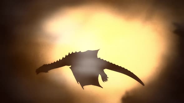 Silhouette Of A Flying Dragon Against The Sun