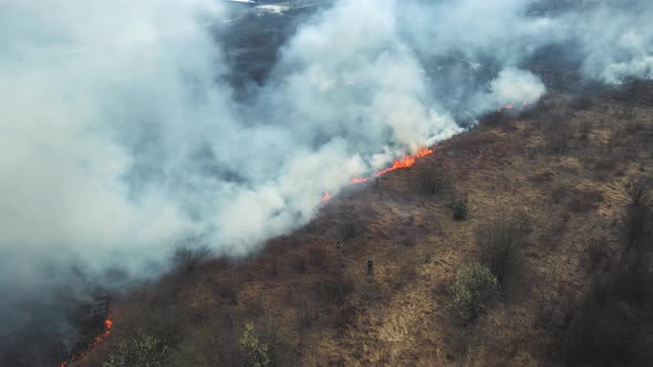 Aerial View Spring Fires