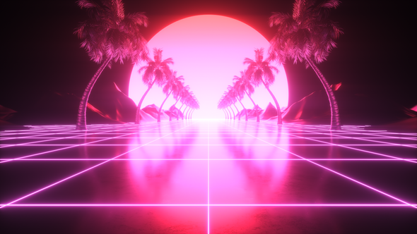 Synth Wave Landscape Futuristic Backdrop