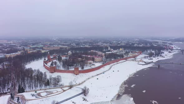 Veliky Novgorod City and Kremlin in Winter