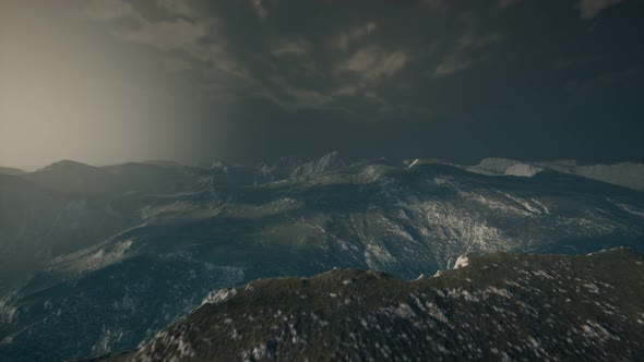 Dramatic Sky Over Steps in a Mountain.