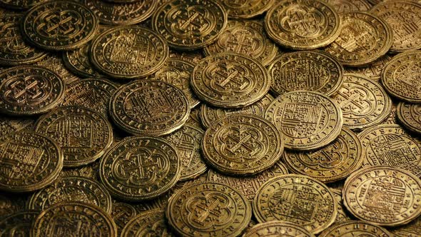 Spanish Galleon Coins Rotating