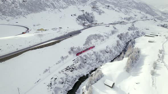 Ski Train in Switzerland Used to Shuttle Passengers and Skiers to Ski Resorts