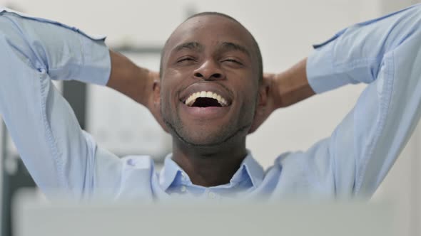 Call Center African Man Talking Customer Close Up