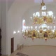 Aerial Drone Flight around Church Lampshade inside Church - VideoHive Item for Sale