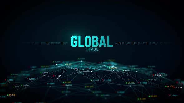 Global Trade Investment Business Stock Market Digital Globe Animation 4K