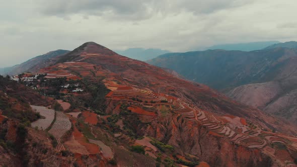 View of Chinese mountain farms