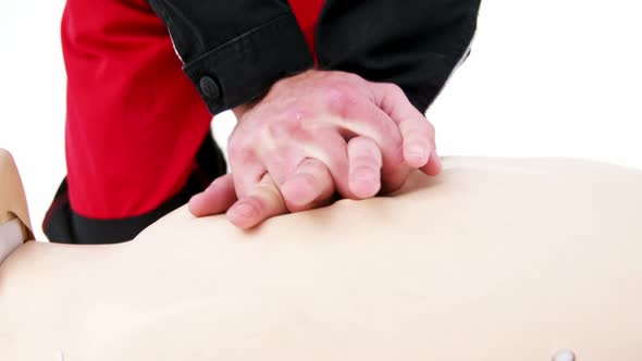 Male paramedic during cardiopulmonary resuscitation training