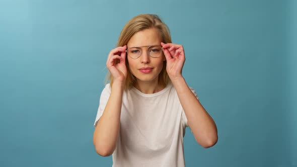 Beautiful Short Haired Model Wearing White Eye Glasses