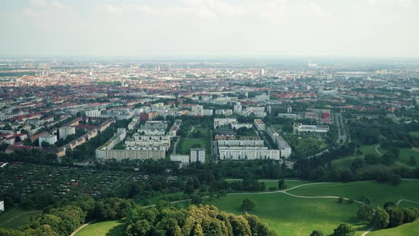 Pan Panoramic View of City Center of Munich From Tv Tower Towards Marienplatz, Munich, Germany