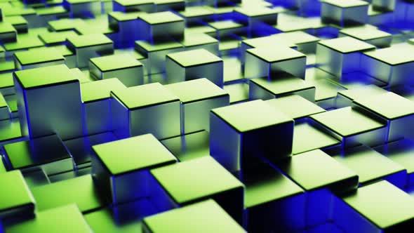 Abstract Blue Green Metallic Background From Cubes
