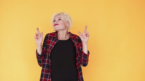 Good Luck Gesture Praying Woman Hopeful Believes