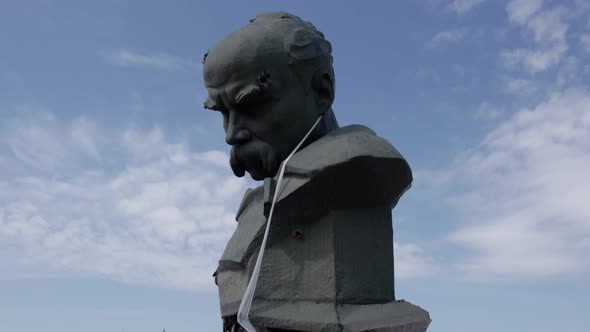 Shot Through Monument to Taras Shevchenko  War in Ukraine